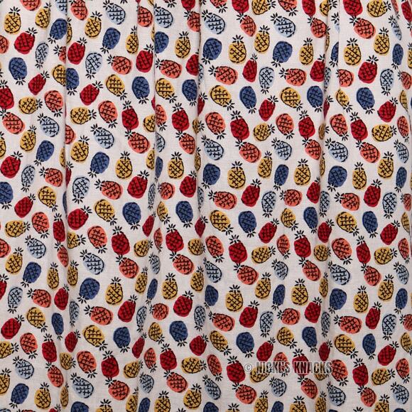 Loft Linen Blend Pineapple Print Pull On Skirt With Pockets White Multi Size M - Picture 3 of 8